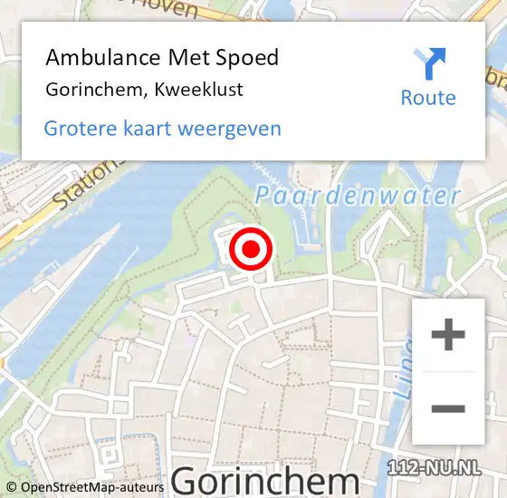 Locatie op kaart van de 112 melding: Ambulance Met Spoed Naar Gorinchem, Kweeklust op 12 juli 2022 17:03