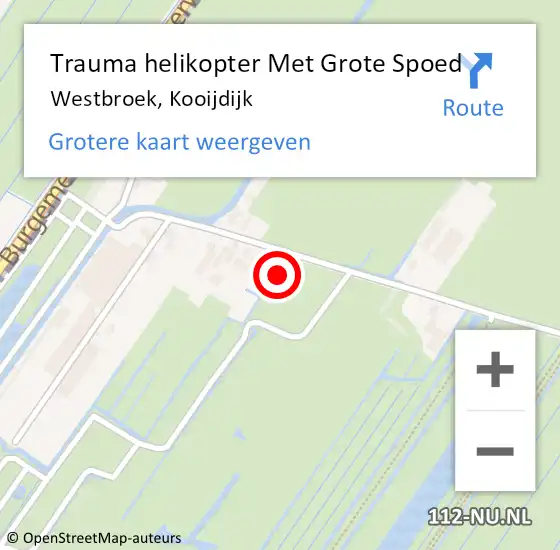 Locatie op kaart van de 112 melding: Trauma helikopter Met Grote Spoed Naar Westbroek, Kooijdijk op 12 juli 2022 17:30