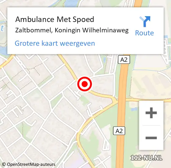 Locatie op kaart van de 112 melding: Ambulance Met Spoed Naar Zaltbommel, Koningin Wilhelminaweg op 12 juli 2022 18:57