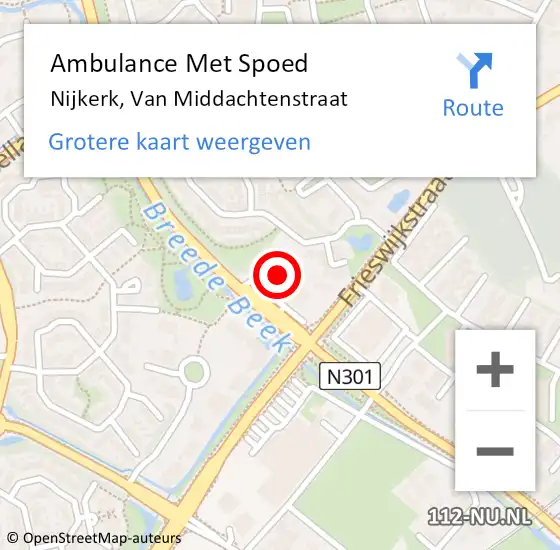 Locatie op kaart van de 112 melding: Ambulance Met Spoed Naar Nijkerk, Van Middachtenstraat op 12 juli 2022 21:14