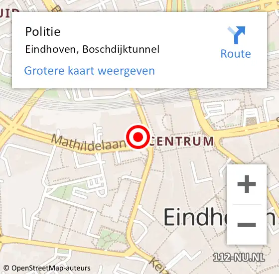 Locatie op kaart van de 112 melding: Politie Eindhoven, Boschdijktunnel op 12 juli 2022 21:23