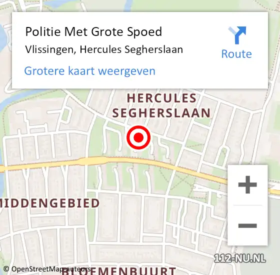 Locatie op kaart van de 112 melding: Politie Met Grote Spoed Naar Vlissingen, Hercules Segherslaan op 13 juli 2022 00:22