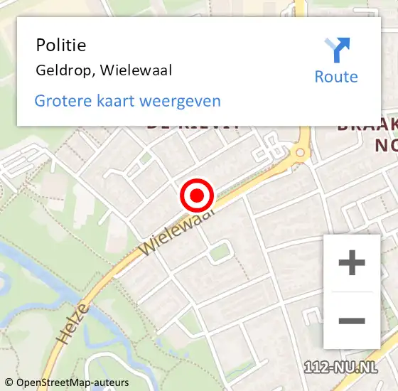 Locatie op kaart van de 112 melding: Politie Geldrop, Wielewaal op 13 juli 2022 00:32