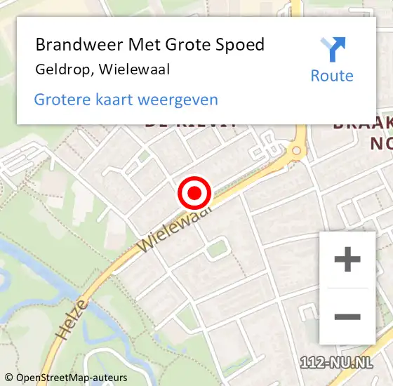 Locatie op kaart van de 112 melding: Brandweer Met Grote Spoed Naar Geldrop, Wielewaal op 13 juli 2022 00:33