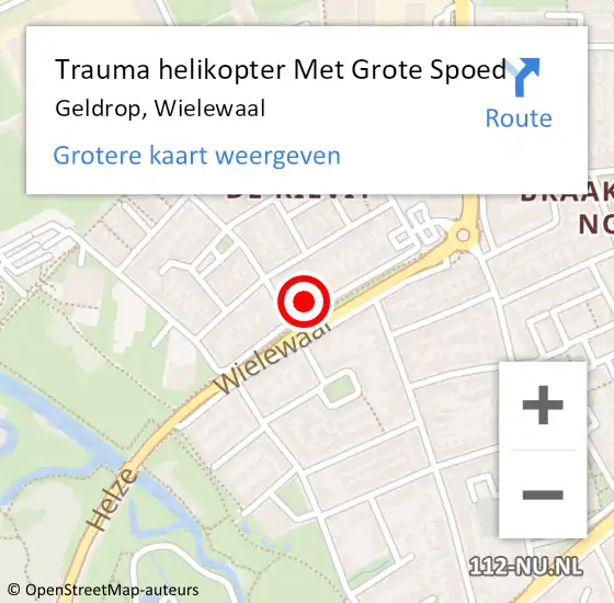Locatie op kaart van de 112 melding: Trauma helikopter Met Grote Spoed Naar Geldrop, Wielewaal op 13 juli 2022 00:34