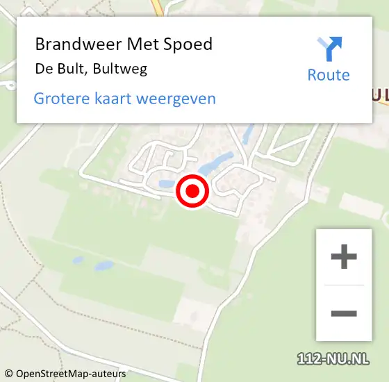 Locatie op kaart van de 112 melding: Brandweer Met Spoed Naar De Bult, Bultweg op 13 juli 2022 01:12