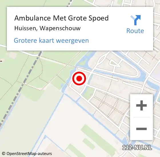 Locatie op kaart van de 112 melding: Ambulance Met Grote Spoed Naar Huissen, Wapenschouw op 13 juli 2022 02:05