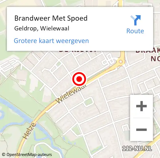 Locatie op kaart van de 112 melding: Brandweer Met Spoed Naar Geldrop, Wielewaal op 13 juli 2022 04:02