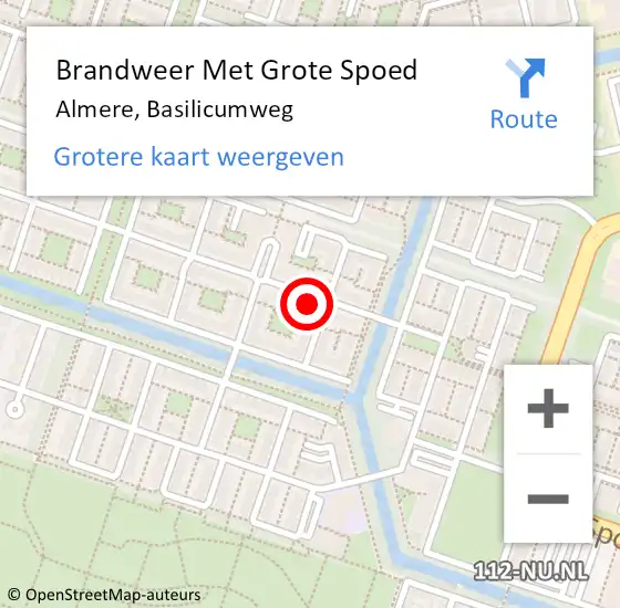 Locatie op kaart van de 112 melding: Brandweer Met Grote Spoed Naar Almere, Basilicumweg op 13 juli 2022 05:41