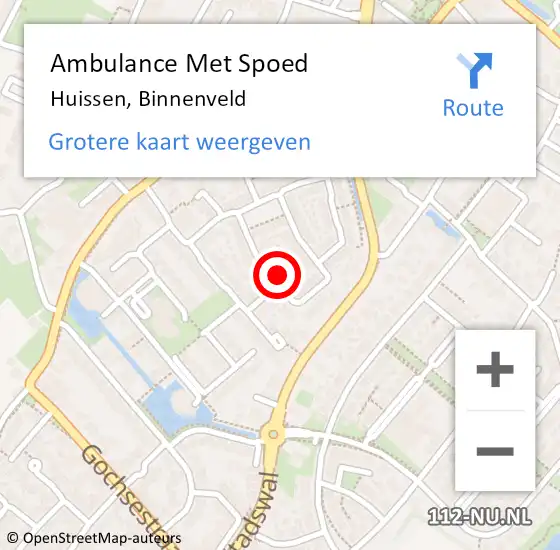 Locatie op kaart van de 112 melding: Ambulance Met Spoed Naar Huissen, Binnenveld op 13 juli 2022 07:50