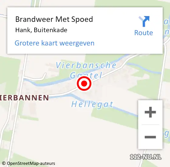 Locatie op kaart van de 112 melding: Brandweer Met Spoed Naar Hank, Buitenkade op 13 juli 2022 08:01