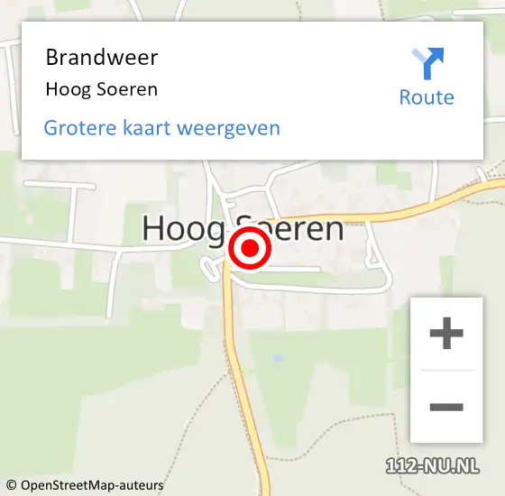 Locatie op kaart van de 112 melding: Brandweer Hoog Soeren op 13 juli 2022 09:44