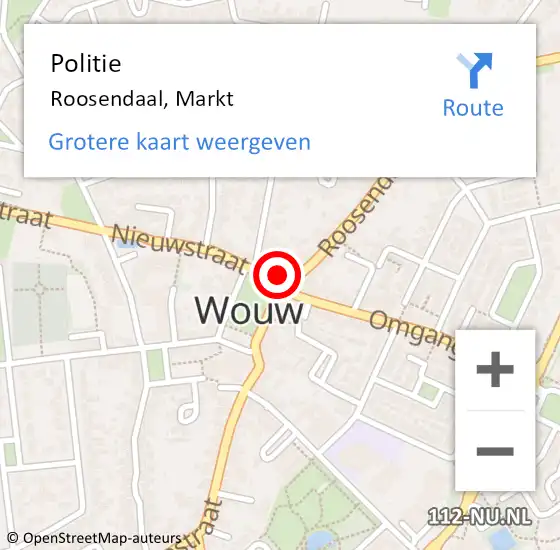 Locatie op kaart van de 112 melding: Politie Roosendaal, Markt op 13 juli 2022 11:12
