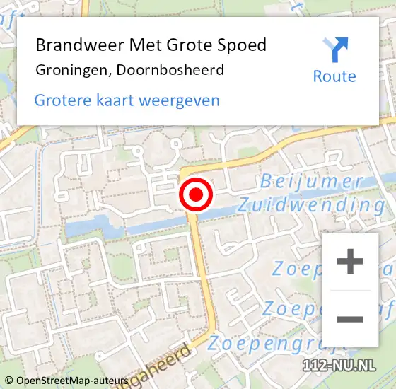 Locatie op kaart van de 112 melding: Brandweer Met Grote Spoed Naar Groningen, Doornbosheerd op 13 juli 2022 11:36