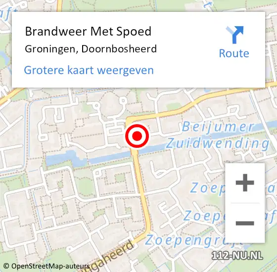 Locatie op kaart van de 112 melding: Brandweer Met Spoed Naar Groningen, Doornbosheerd op 13 juli 2022 11:37