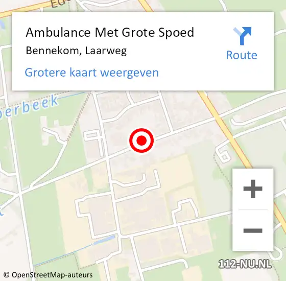 Locatie op kaart van de 112 melding: Ambulance Met Grote Spoed Naar Bennekom, Laarweg op 13 juli 2022 11:49