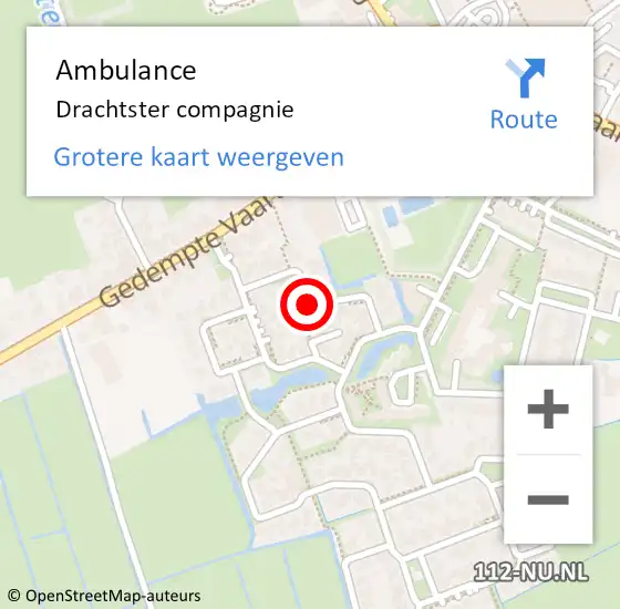 Locatie op kaart van de 112 melding: Ambulance Drachtster compagnie op 13 juli 2022 14:37