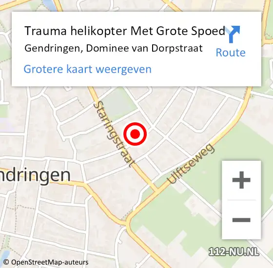 Locatie op kaart van de 112 melding: Trauma helikopter Met Grote Spoed Naar Gendringen, Dominee van Dorpstraat op 13 juli 2022 14:40