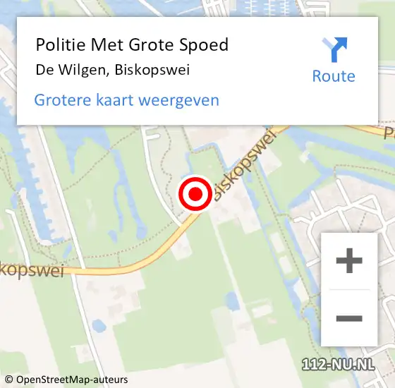 Locatie op kaart van de 112 melding: Politie Met Grote Spoed Naar De Wilgen, Biskopswei op 13 juli 2022 16:47