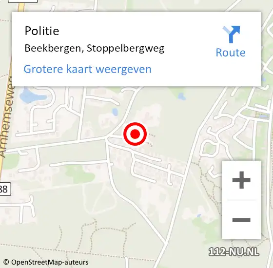 Locatie op kaart van de 112 melding: Politie Beekbergen, Stoppelbergweg op 13 juli 2022 18:52
