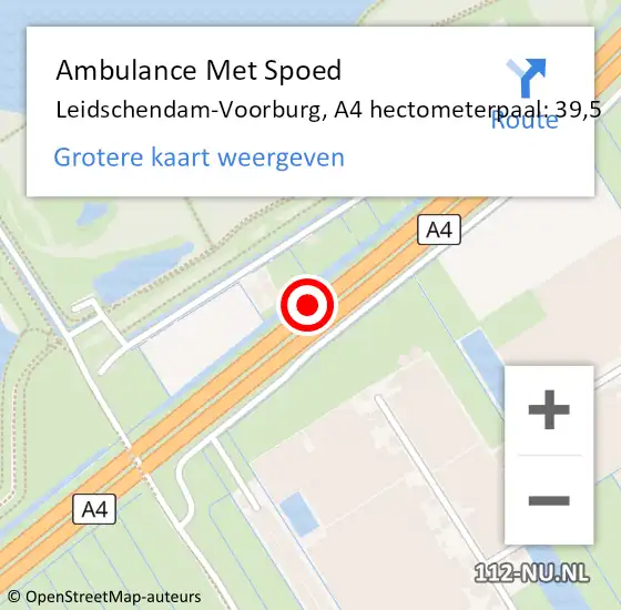 Locatie op kaart van de 112 melding: Ambulance Met Spoed Naar Leidschendam-Voorburg, A4 hectometerpaal: 39,5 op 13 juli 2022 20:35