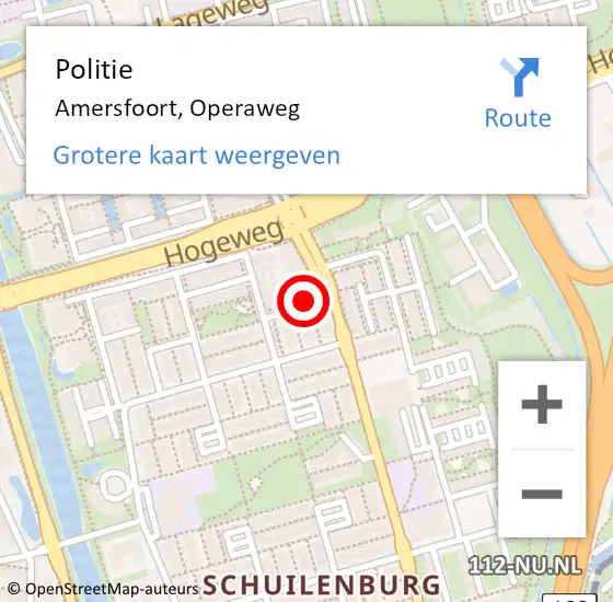 Locatie op kaart van de 112 melding: Politie Amersfoort, Operaweg op 13 juli 2022 21:34