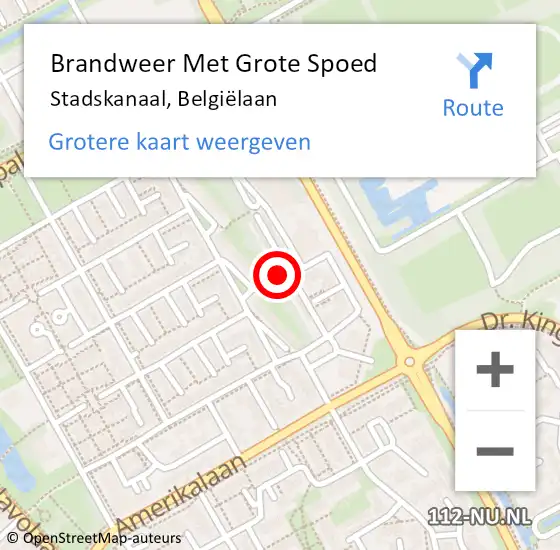 Locatie op kaart van de 112 melding: Brandweer Met Grote Spoed Naar Stadskanaal, Belgiëlaan op 14 juli 2022 00:44