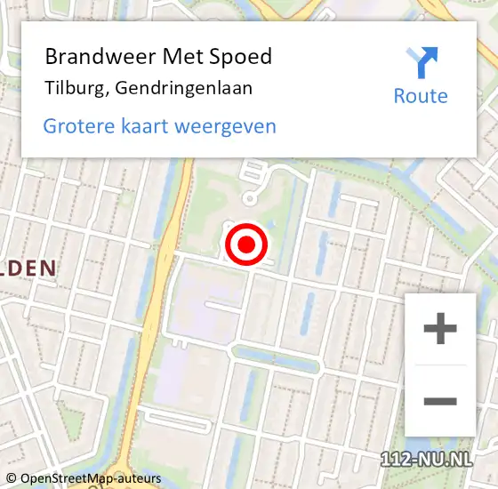 Locatie op kaart van de 112 melding: Brandweer Met Spoed Naar Tilburg, Gendringenlaan op 14 juli 2022 01:32