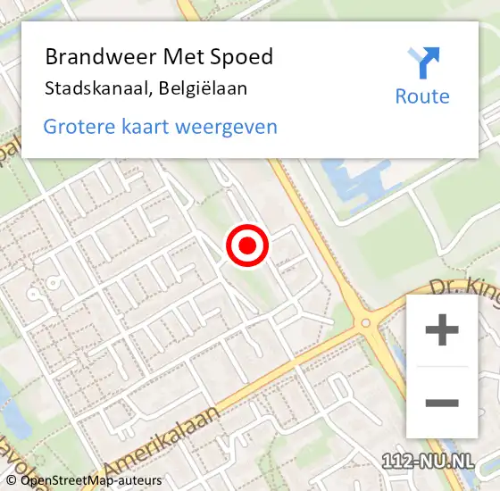 Locatie op kaart van de 112 melding: Brandweer Met Spoed Naar Stadskanaal, Belgiëlaan op 14 juli 2022 02:06