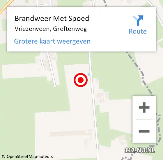 Locatie op kaart van de 112 melding: Brandweer Met Spoed Naar Vriezenveen, Greftenweg op 14 juli 2022 04:42