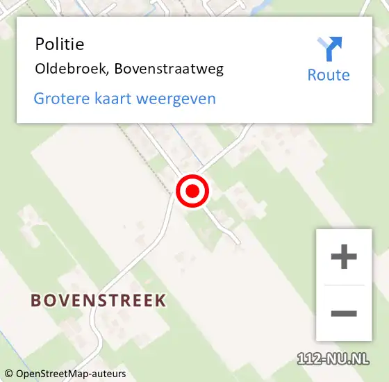 Locatie op kaart van de 112 melding: Politie Oldebroek, Bovenstraatweg op 14 juli 2022 06:12