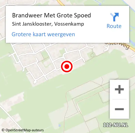 Locatie op kaart van de 112 melding: Brandweer Met Grote Spoed Naar Sint Jansklooster, Vossenkamp op 14 juli 2022 07:37