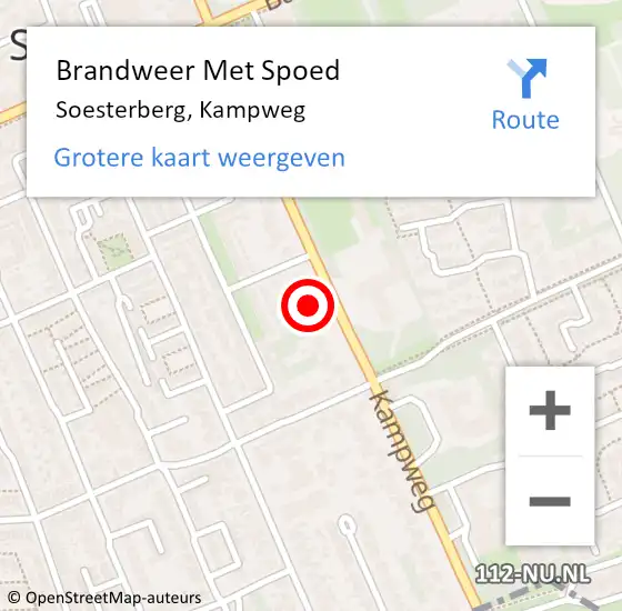 Locatie op kaart van de 112 melding: Brandweer Met Spoed Naar Soesterberg, Kampweg op 14 juli 2022 08:18