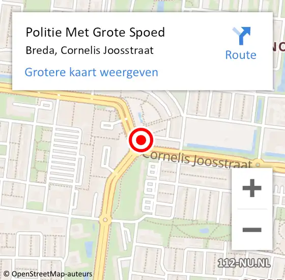 Locatie op kaart van de 112 melding: Politie Met Grote Spoed Naar Breda, Cornelis Joosstraat op 14 juli 2022 08:20