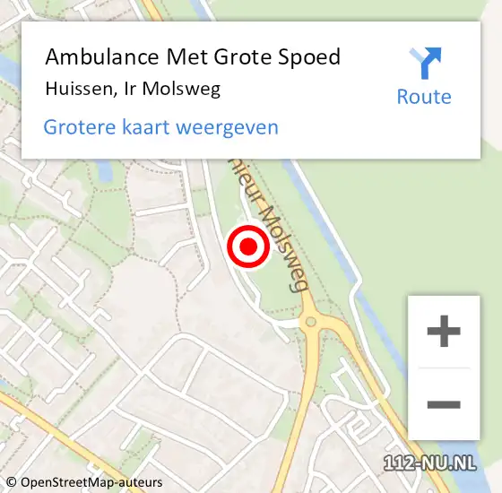 Locatie op kaart van de 112 melding: Ambulance Met Grote Spoed Naar Huissen, Ir Molsweg op 14 juli 2022 08:35