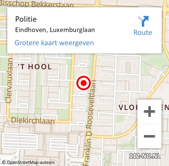 Locatie op kaart van de 112 melding: Politie Eindhoven, Luxemburglaan op 14 juli 2022 09:40