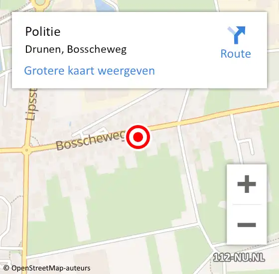 Locatie op kaart van de 112 melding: Politie Drunen, Bosscheweg op 14 juli 2022 09:47