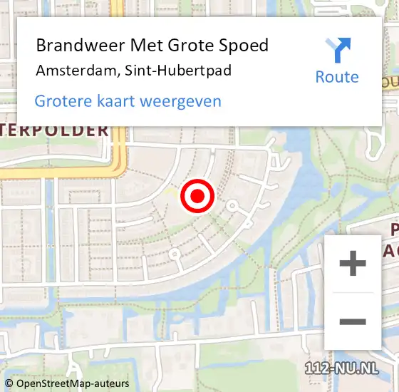 Locatie op kaart van de 112 melding: Brandweer Met Grote Spoed Naar Amsterdam, Sint-Hubertpad op 14 juli 2022 11:10