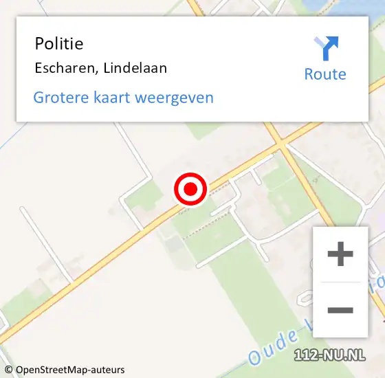 Locatie op kaart van de 112 melding: Politie Escharen, Lindelaan op 14 juli 2022 13:41