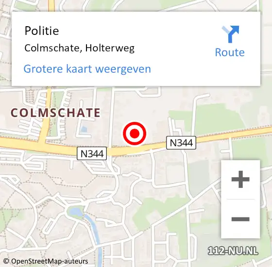 Locatie op kaart van de 112 melding: Politie Colmschate, Holterweg op 14 juli 2022 15:17