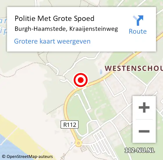 Locatie op kaart van de 112 melding: Politie Met Grote Spoed Naar Burgh-Haamstede, Kraaijensteinweg op 14 juli 2022 18:14