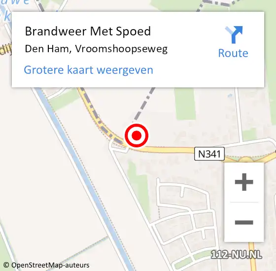 Locatie op kaart van de 112 melding: Brandweer Met Spoed Naar Den Ham, Vroomshoopseweg op 14 juli 2022 19:20
