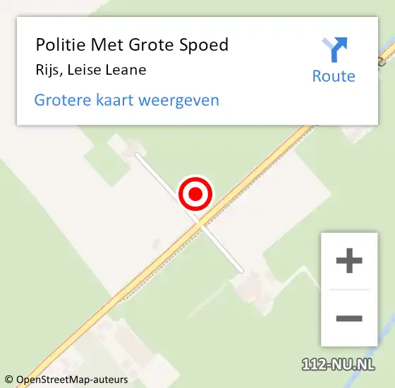 Locatie op kaart van de 112 melding: Politie Met Grote Spoed Naar Rijs, Leise Leane op 14 juli 2022 19:35