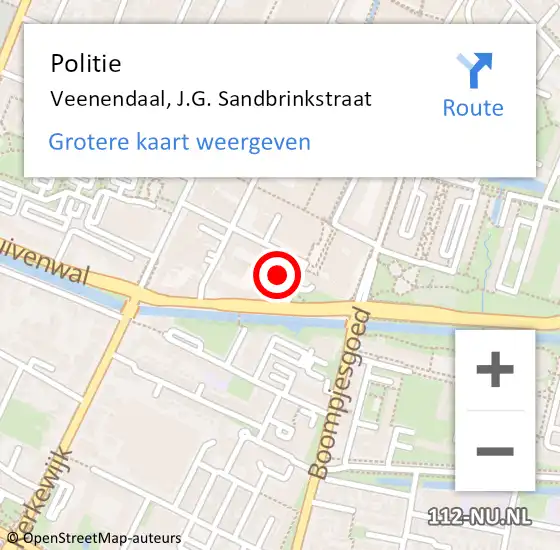 Locatie op kaart van de 112 melding: Politie Veenendaal, J.G. Sandbrinkstraat op 14 juli 2022 20:35