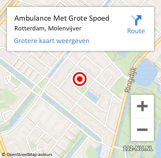 Locatie op kaart van de 112 melding: Ambulance Met Grote Spoed Naar Rotterdam, Molenvijver op 14 juli 2022 23:31