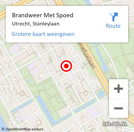 Locatie op kaart van de 112 melding: Brandweer Met Spoed Naar Utrecht, Stanleylaan op 15 juli 2022 01:25