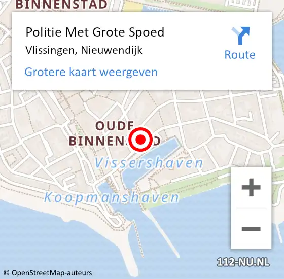 Locatie op kaart van de 112 melding: Politie Met Grote Spoed Naar Vlissingen, Nieuwendijk op 15 juli 2022 04:25
