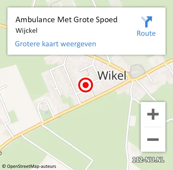 Locatie op kaart van de 112 melding: Ambulance Met Grote Spoed Naar Wijckel op 15 juli 2022 09:01