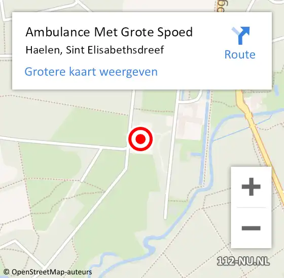 Locatie op kaart van de 112 melding: Ambulance Met Grote Spoed Naar Haelen, Sint Elisabethsdreef op 15 juli 2022 12:19