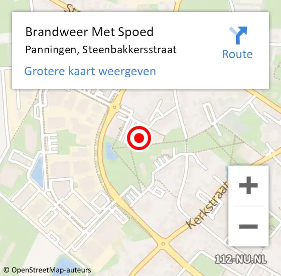 Locatie op kaart van de 112 melding: Brandweer Met Spoed Naar Panningen, Steenbakkersstraat op 15 juli 2022 12:31